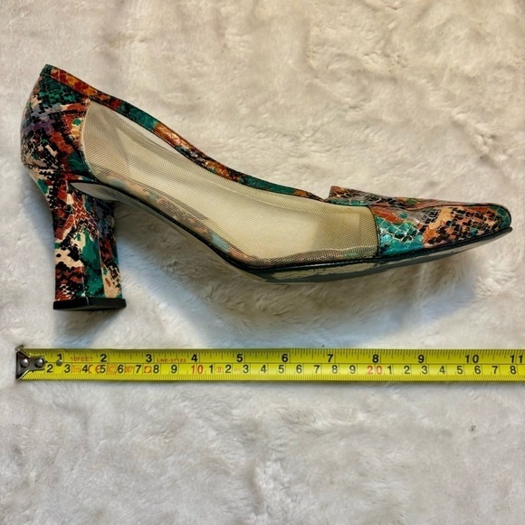Vintage Heels J. Renee Size 9 Multicolored Snakeskin Metallic Orange Teal - Picture 16 of 16